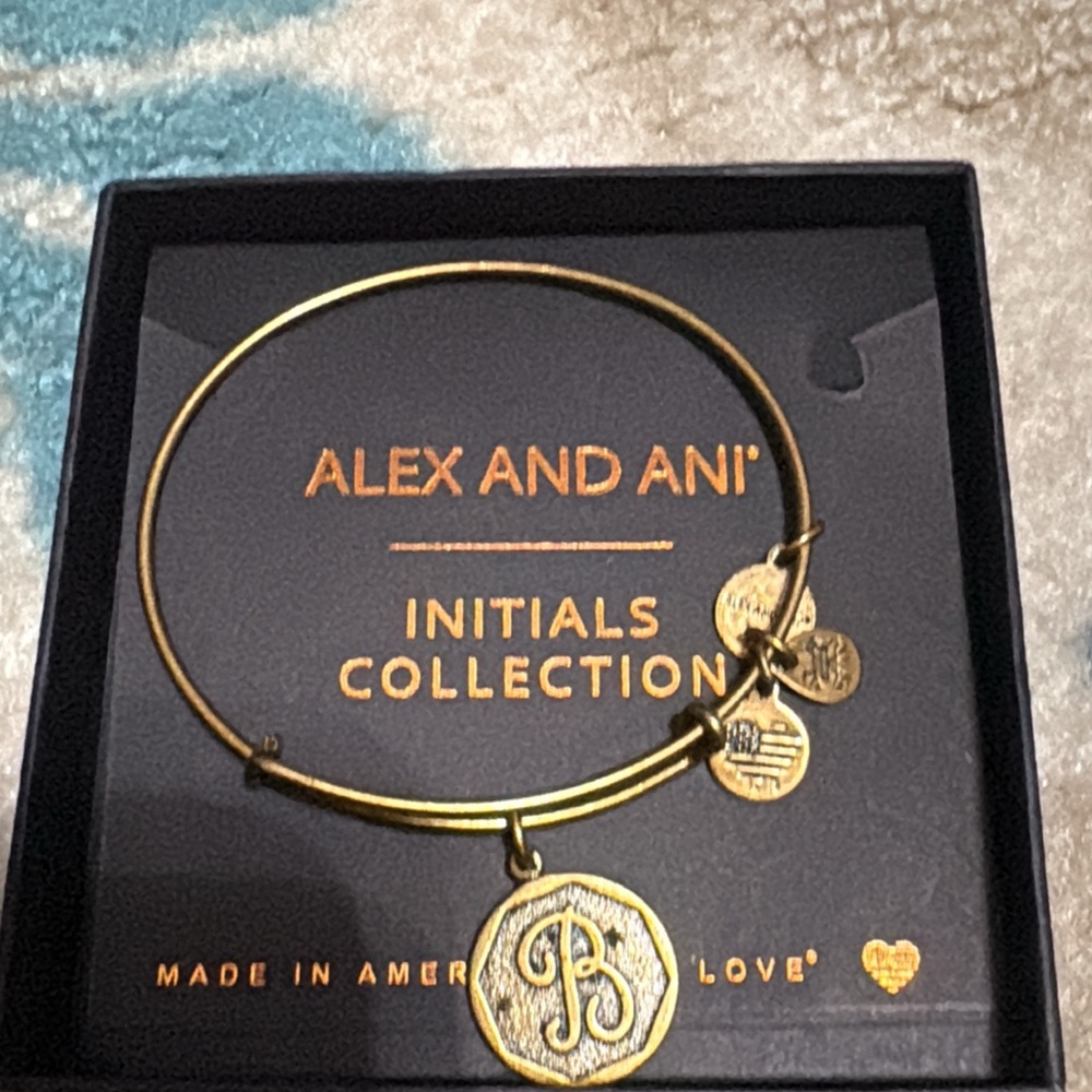 Alex and Ani Gold Charm Bracelet with Initial 'B'